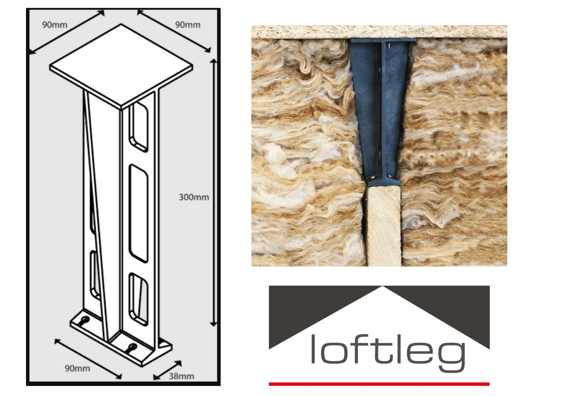 300mm Raised Floor Loft Leg XL (Pack 12) - Image 3