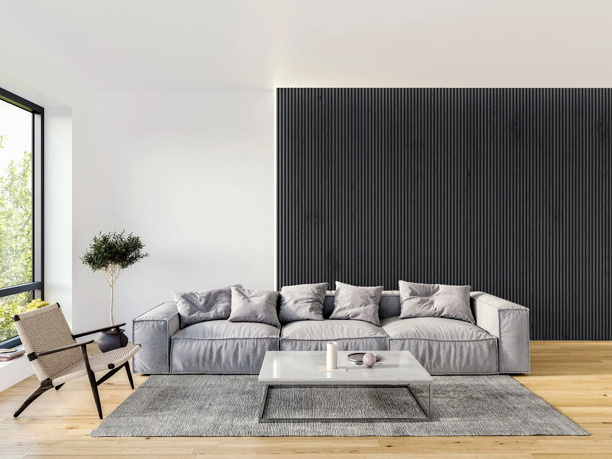 ambi-wall Acoustic Timber Slat Wall Panel  2.4m Ebony Oak - Image 4