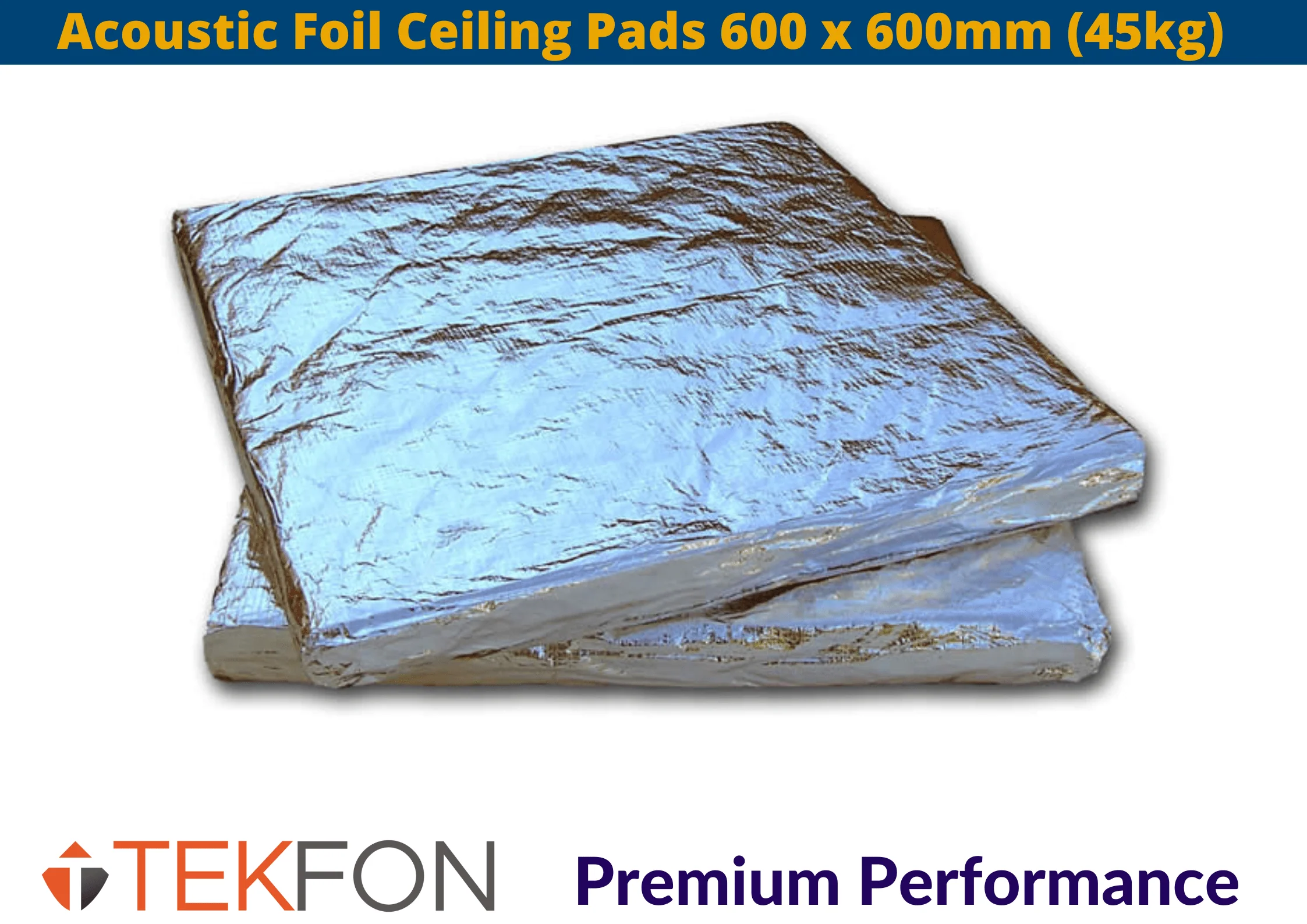 55mm Tekfon Acoustic Reduction Foil Ceiling Pads 600 x 600mm 8 Per Pack - Image 2